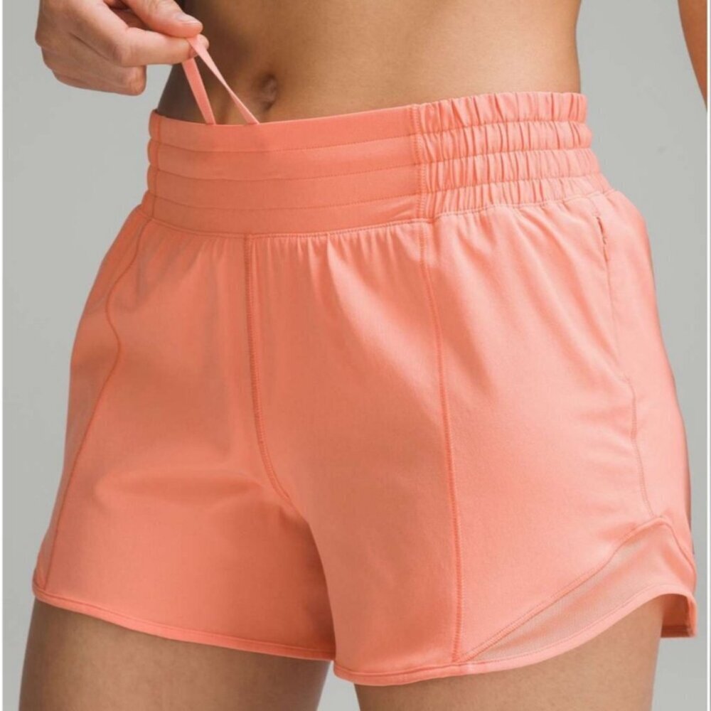 Lululemon Hotty Hot High-Rise Lined Short 4" Sunny Coral